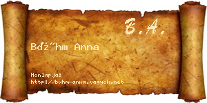 Bühm Anna névjegykártya